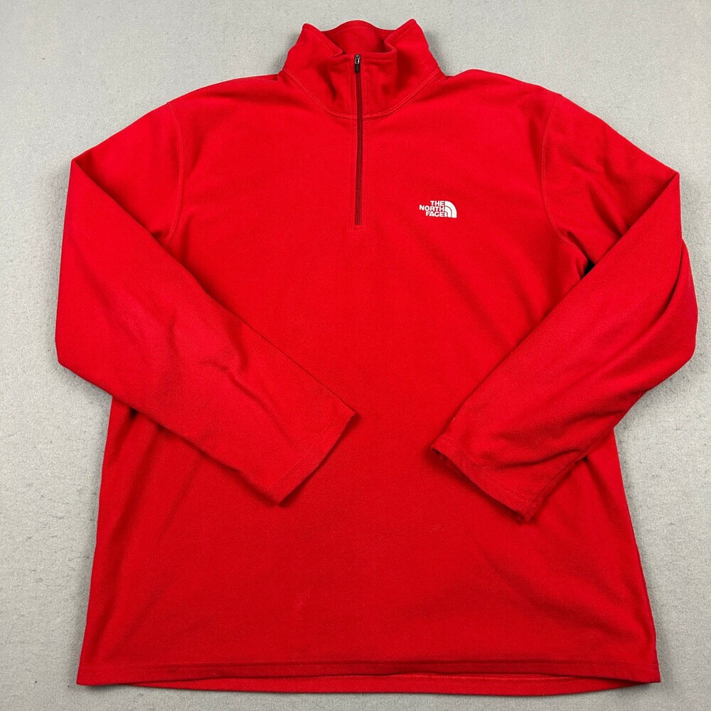 The North Face Sweater Men Extra Large Red 1/4 Zip Fleece Pullover Outdoor XL